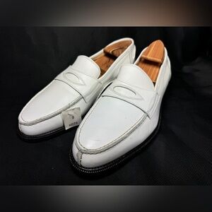 VTG Cable & Co White Leather Penny Loafers Dress Shoes ANTI Slip Soles 11.5 D